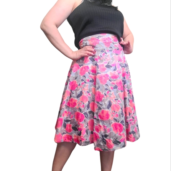 Floral Print Midi Summer Cotton Skirt Size 32 - Picture 2 of 12